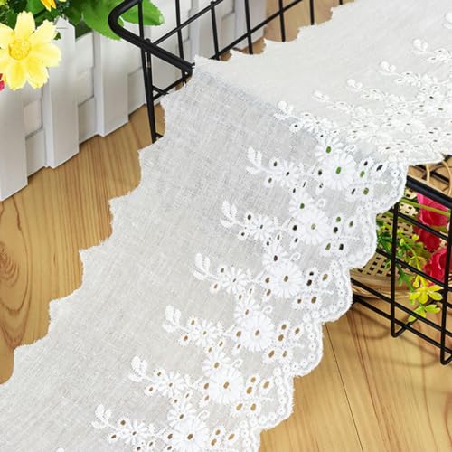 Spitzenband-Stoff, 5Yds/lot 11cm Breite Handgemachte Chrysantheme Stickerei spitze Baumwolle Material Vorhang Sofa Dekorative Stoff(Off White,5yard price) von UZAMIRLEX