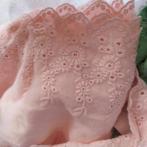 Spitzenband-Stoff, 5Yds/lot 11cm Breite Handgemachte Chrysantheme Stickerei spitze Baumwolle Material Vorhang Sofa Dekorative Stoff(Pink,9.5 10yard price) von UZAMIRLEX