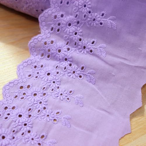 Spitzenband-Stoff, 5Yds/lot 11cm Breite Handgemachte Chrysantheme Stickerei spitze Baumwolle Material Vorhang Sofa Dekorative Stoff(Purple,9.5 10yard price) von UZAMIRLEX