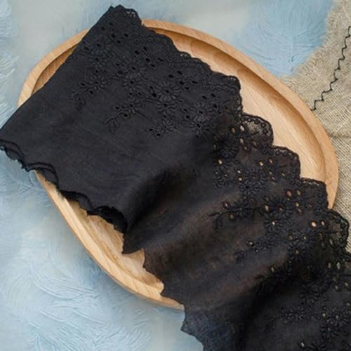 Spitzenband-Stoff, Schwarz Netting Fabric1Y Weiß Baumwolle Stickerei Spitze Stoff DIY Borte Kettenwirkerei Nähen(Black) von UZAMIRLEX