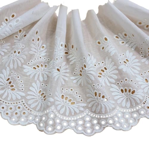 Spitzenband-Stoff, Schwarz Netting Fabric1Y Weiß Baumwolle Stickerei Spitze Stoff DIY Borte Kettenwirkerei Nähen(White 20cm Wide) von UZAMIRLEX