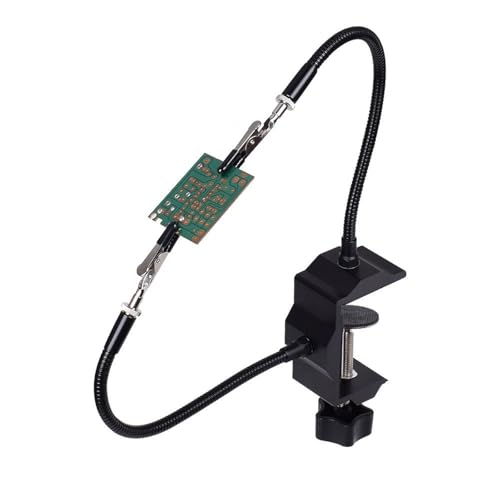 UZAMIRLEX Dritte Hand Lötunterstützung, Dritte Hand Löten Schweißen Station 2 Klaue Einstellbare Helfende Hände Mit Alligator Clips(T-ss2-bk9blackclamptable) von UZAMIRLEX