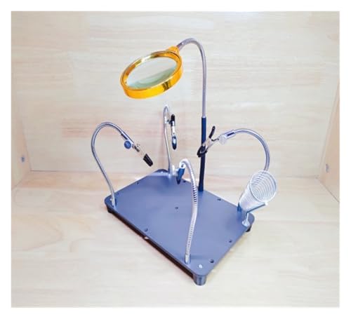 UZAMIRLEX Dritte Hand Lötunterstützung, Lötstation, Werkzeug aus dritter Hand, mehrere Konfigurationen, multifunktionale elektronische Reparatur, 1 Stück(4clips+magnifyingglass(withluoironframe)) von UZAMIRLEX