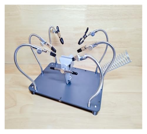 UZAMIRLEX Dritte Hand Lötunterstützung, Lötstation, Werkzeug aus dritter Hand, mehrere Konfigurationen, multifunktionale elektronische Reparatur, 1 Stück(6clamps+originalvise(withluotieframe)) von UZAMIRLEX