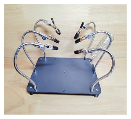 UZAMIRLEX Dritte Hand Lötunterstützung, Lötstation, Werkzeug aus dritter Hand, mehrere Konfigurationen, multifunktionale elektronische Reparatur, 1 Stück(6clips(withluoironframe)) von UZAMIRLEX
