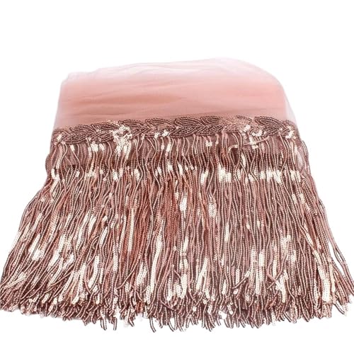 UZAMIRLEX Fransenbesatz Spitze, 20 cm Pailletten Quaste Fringe Trim for Home DIY Kleidung Zubehör Multicolor 1-5 Yards(15 Light Pink,1yard) von UZAMIRLEX