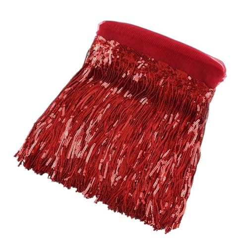 UZAMIRLEX Fransenbesatz Spitze, Polyester Pailletten Quaste Fransenbesatz 10 Yards Multicolor(10) von UZAMIRLEX