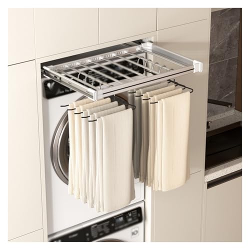UZAMIRLEX Hosenständer, Ausziehbarer Hosen- und Wäscheständer, verstellbar, for Waschmaschine, Aluminium und ABS, Weiß, mehrere Größen(450-600mm) von UZAMIRLEX