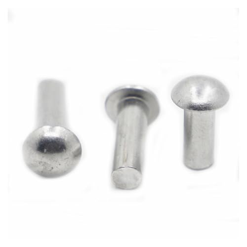 UZAMIRLEX Massive Nietenschrauben, Rundkopf-Aluminiumlegierung, solide, selbstverschließende Nieten, silberfarben, mehrere Größen, 10–50 Stück(20MM-M8) von UZAMIRLEX