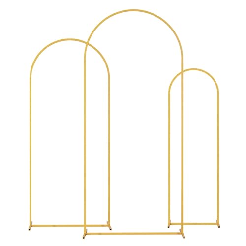 UZAMIRLEX Metallbogen-Hintergrundständer, Metall-Hochzeitsbogen-Hintergrundständer, 3er-Pack, Mehrfarbig(Gold) von UZAMIRLEX
