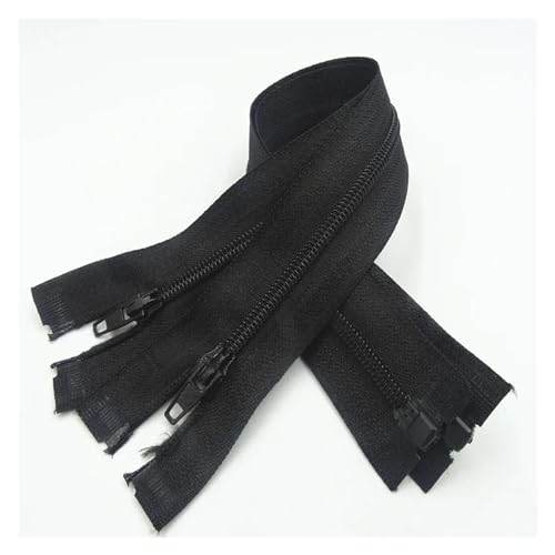 UZAMIRLEX Nylon-Reißverschlüsse, Reißverschlüsse, 5 Stück, Reißverschluss mit offenem Ende, 20–60 cm, geeignet for den Nähprozess von Kleidungsstücken(Black,60CM-5PCS) von UZAMIRLEX