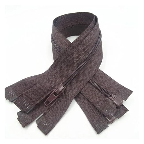 UZAMIRLEX Nylon-Reißverschlüsse, Reißverschlüsse, 5 Stück, Reißverschluss mit offenem Ende, 20–60 cm, geeignet for den Nähprozess von Kleidungsstücken(Coffee,60CM-5PCS) von UZAMIRLEX