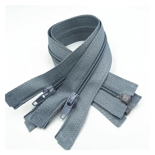 UZAMIRLEX Nylon-Reißverschlüsse, Reißverschlüsse, 5 Stück, Reißverschluss mit offenem Ende, 20–60 cm, geeignet for den Nähprozess von Kleidungsstücken(Gray,60CM-5PCS) von UZAMIRLEX