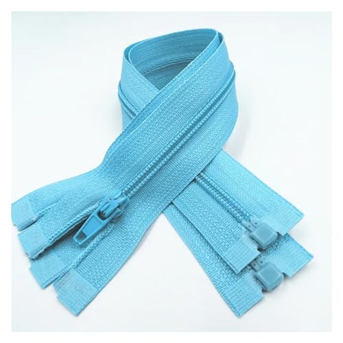 UZAMIRLEX Nylon-Reißverschlüsse, Reißverschlüsse, 5 Stück, Reißverschluss mit offenem Ende, 20–60 cm, geeignet for den Nähprozess von Kleidungsstücken(Lake Blue,20CM-5PCS) von UZAMIRLEX