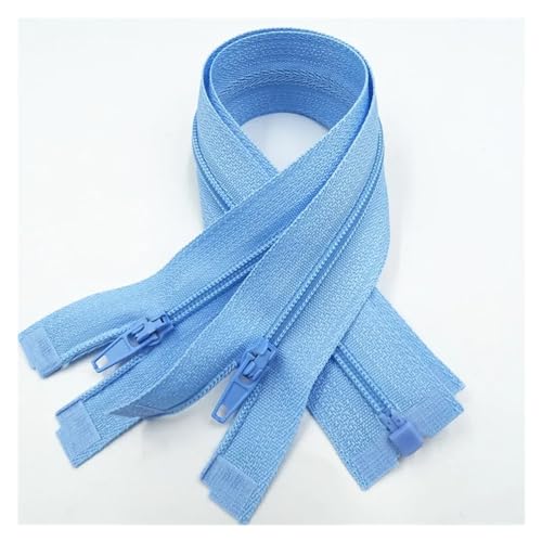 UZAMIRLEX Nylon-Reißverschlüsse, Reißverschlüsse, 5 Stück, Reißverschluss mit offenem Ende, 20–60 cm, geeignet for den Nähprozess von Kleidungsstücken(Light Blue,60CM-5PCS) von UZAMIRLEX