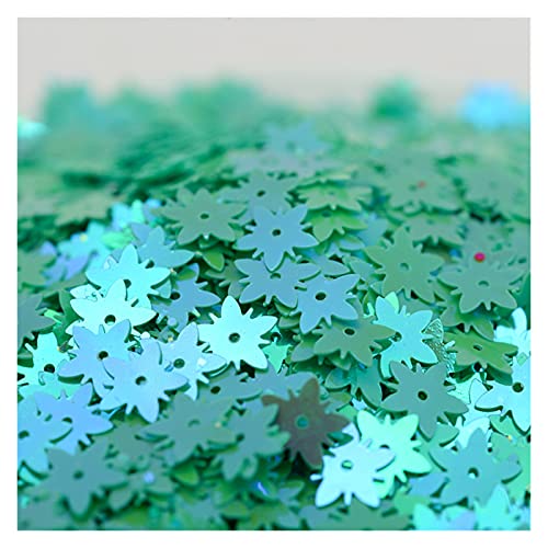 UZAMIRLEX Pailletten zum Basteln, 10 g 9 mm Grasblumen-Flachpailletten, PVC-Pailletten, lose Pailletten(Fresh Green) von UZAMIRLEX