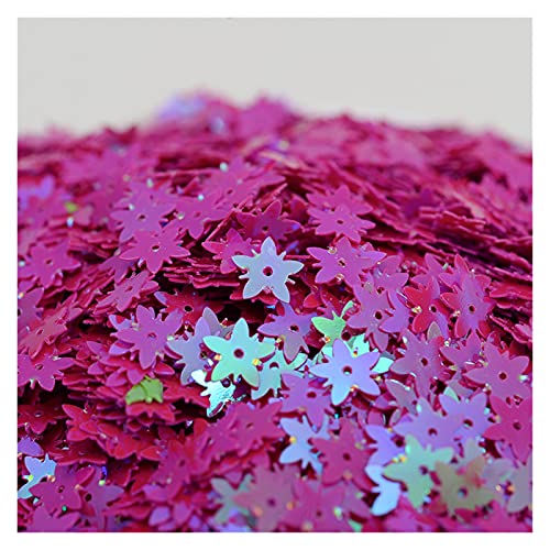 UZAMIRLEX Pailletten zum Basteln, 10 g 9 mm Grasblumen-Flachpailletten, PVC-Pailletten, lose Pailletten(Rose Red) von UZAMIRLEX