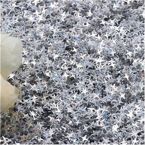 UZAMIRLEX Pailletten zum Basteln, 10g ultradünne lose Pailletten for Handwerk Glitter Mini Silber Stern Pailletten Eo-freundlich(Silver) von UZAMIRLEX