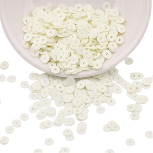 UZAMIRLEX Pailletten zum Basteln, 3 mm – 10 mm Flache, runde PVC-Pailletten, glitzernde Pailletten zur Schmuckherstellung, 1 Beutel(Beige,10mm*20) von UZAMIRLEX