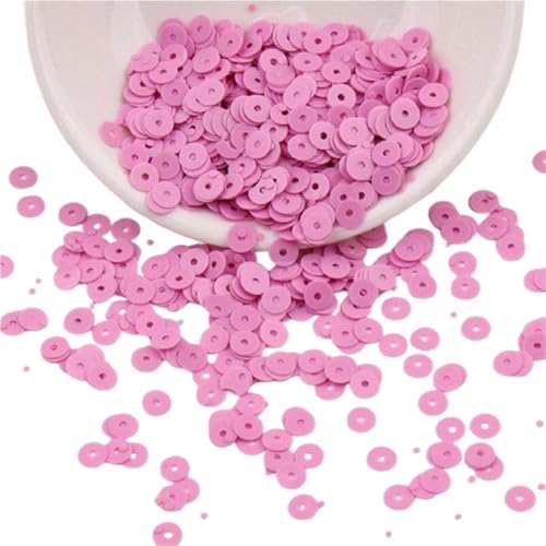 UZAMIRLEX Pailletten zum Basteln, 3 mm – 10 mm Flache, runde PVC-Pailletten, glitzernde Pailletten zur Schmuckherstellung, 1 Beutel(Purple pink,8mm*20) von UZAMIRLEX