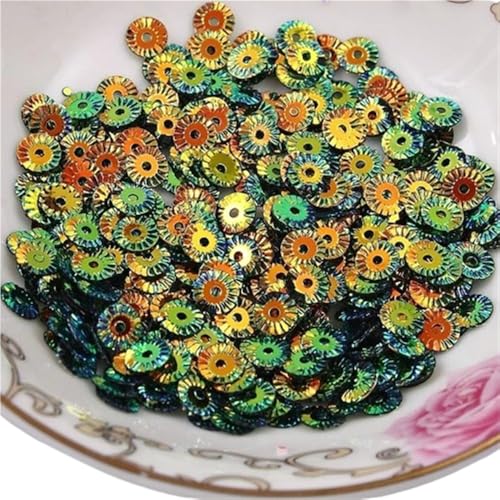 UZAMIRLEX Pailletten zum Basteln, 30 g PVC-Pailletten for Nähen, 6 mm runde Radblumen, vergoldete lose Pailletten(Black Green) von UZAMIRLEX