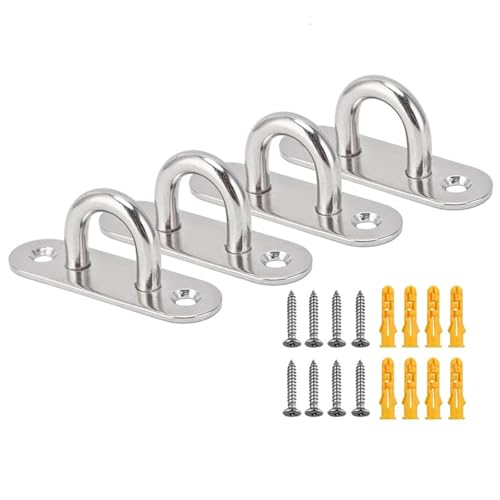 UZAMIRLEX Quadratische Pad-Ösenplatte, 4er-Pack Deckenpolster-Augenplatte U-Haken Wandhalterung Marine-Hardware Grundnahrungsmittelhaken(M6) von UZAMIRLEX