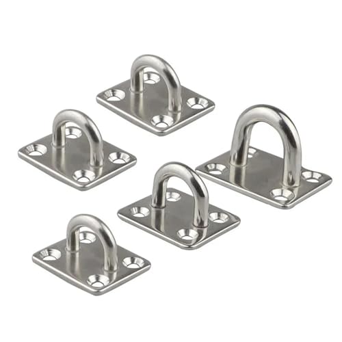 UZAMIRLEX Quadratische Pad-Ösenplatte, 5 STÜCKE 5mm/6mm/8mm Aufhänger Heavy Duty Decke Wand Bootfahren Yacht Schatten Segeln Marine Pad Auge Platte(8mm) von UZAMIRLEX