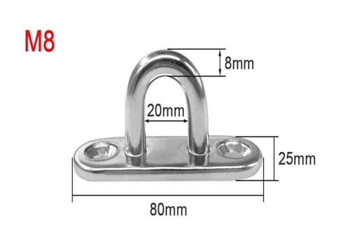 UZAMIRLEX Quadratische Pad-Ösenplatte, Geschlossener Haken 316 Edelstahl Nagelring Haken Hardware(M8) von UZAMIRLEX