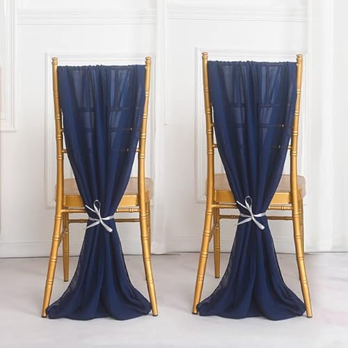 UZAMIRLEX Schleifen Universal Stuhlbezug, 2 Teile/los 50/300 * 30cm Chiffon Bögen(Navy Blue,30X300CM 2PCS) von UZAMIRLEX
