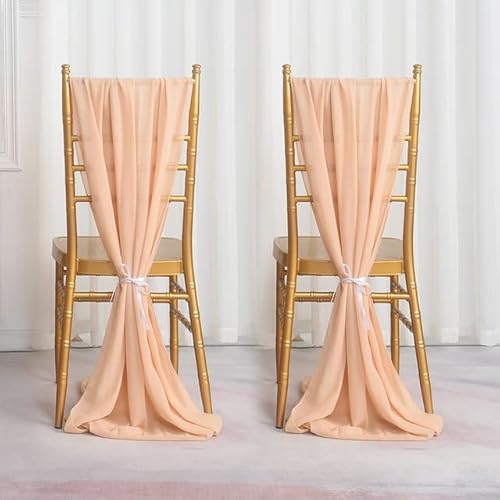 UZAMIRLEX Schleifen Universal Stuhlbezug, 2 Teile/los 50/300 * 30cm Chiffon Bögen(Peach,30X300CM 2PCS) von UZAMIRLEX