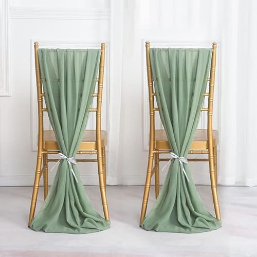 UZAMIRLEX Schleifen Universal Stuhlbezug, 2 Teile/los 50/300 * 30cm Chiffon Bögen(Sage Green,50X300CM 2PCS) von UZAMIRLEX