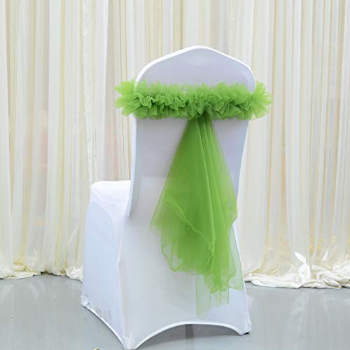 UZAMIRLEX Schleifen Universal Stuhlbezug, 3 STÜCKE Hochzeit Organza Elastische Stretch Spandex Stuhlhussen(4,300X30CM) von UZAMIRLEX