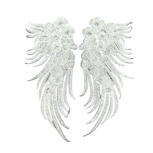 UZAMIRLEX Stickerei Spitze Applique Patches, Kleiderzubehör Brosche Haarschmuck Stoffaufnäher(A Pair 01) von UZAMIRLEX