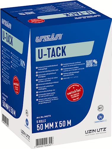 UZIN U-Tack (ehemals. SwitchTec Contact & SwitchTec SuperTape) Doppelseitiges Klebeband Trockenkleber für Teppich, Vinyl und Sockelleisten (U-Tack 40 (40mm x 50m)) von UZIN