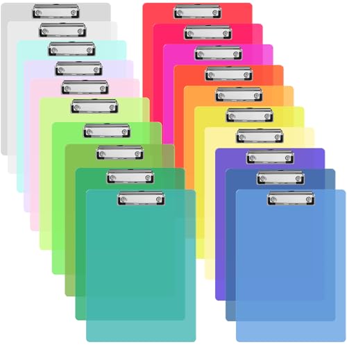 UZLU Klemmbrett aus Kunststoff, 31,8 x 22,9 cm, Acryl, transparent, 20 Farben, flaches Profil, Klemmbrett, Ordner, Standardbriefgröße, tragbar, wasserdicht, für Klassenzimmer, Büro, Outdoor UZLU Klemmbrett aus Kunststoff, 31,8 x 22,9 cm, Acryl, transparent, 20 Farben, flaches Profil, Klemmbrett, Ordner, Standardbriefgröße, tragbar, wasserdicht, für Klassenzimmer, Büro, Outdoor von UZLU