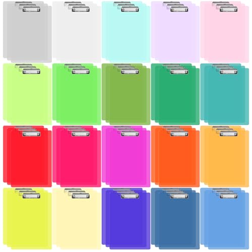 UZLU Klemmbrett aus Kunststoff, 31,8 x 22,9 cm, Acryl, transparent, 20 Farben, flaches Profil, Klemmbrett, Ordner, Standardbriefgröße, tragbar, wasserdicht, für Klassenzimmer, Büro, Outdoor UZLU Klemmbrett aus Kunststoff, 31,8 x 22,9 cm, Acryl, transparent, 20 Farben, flaches Profil, Klemmbrett, Ordner, Standardbriefgröße, tragbar, wasserdicht, für Klassenzimmer, Büro, Outdoor von UZLU