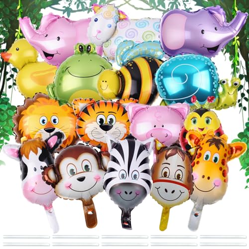 UZSUZZ 16 Stück Folienballon Tiere, Tierkopf Folienballons, Luftballons Tiere, Waldtiere Ballons Geburtstag Deko, Für Tierische Mottopartys Perfekt Für Dschungelparty Dekoration Kindergeburtstage UZSUZZ 16 Stück Folienballon Tiere, Tierkopf Folienballons, Luftballons Tiere, Waldtiere Ballons Geburtstag Deko, Für Tierische Mottopartys Perfekt Für Dschungelparty Dekoration Kindergeburtstage von UZSUZZ