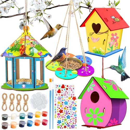 UZSUZZ 4 Stück Vogelhaus Bausatz für Kinder, DIY Holz Vogelhaus zum Bemalen mit Farbform, Bastelset Kinder für Jungen und Mädchen, Kreatives Basteln und Malen UZSUZZ 4 Stück Vogelhaus Bausatz für Kinder, DIY Holz Vogelhaus zum Bemalen mit Farbform, Bastelset Kinder für Jungen und Mädchen, Kreatives Basteln und Malen von UZSUZZ