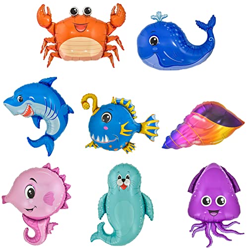 8 Stück Meerestiere Folienballon,Hippocampus Octopus Ballons,Folienballon Meerestiere,Riesige Meerestier Heliumballons,für Kinder Geburtstag Party Deko Geschenk von UZSXHJ