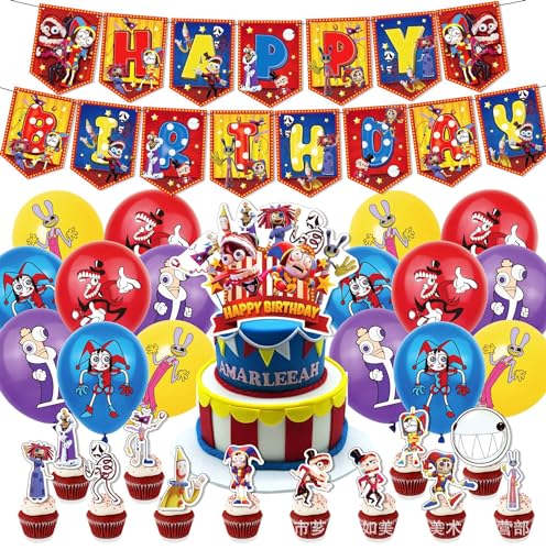 Geburtstagsdeko Zirkus Luftballons,Zirkus Ballons Banner Set,Zirkus Tiere Luftballons Deko, Zirkus Geburtstagsfeierdekorationen Mit,Zirkus Kuchen Topper Zirkus von UZSXHJ