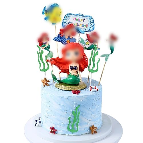 Meerjungfrau-Kuchen-Deckel Kleine süße Meerjungfrau-Puppe mit Muschel für Unterwasser-Kuchen-Dekorationen Meerjungfrau-Figuren für Mädchen Meerjungfrau-Thema-Prinzessin-Geburtstags-Party Ozean-Party von UZSXHJ