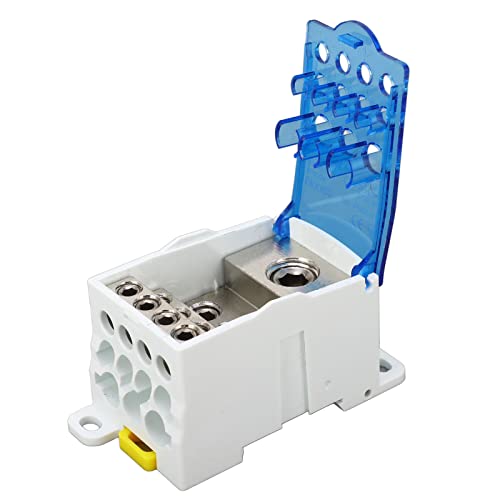 Uadme Abzweigklemme Hutschiene, UKK-400A Klemmenblock Verteilerkasten, Universeller Anschlusskasten Klemmen für Verteilerkästen Stromverteilerschränke und Hochspannungsschränke (Blau) von Uadme