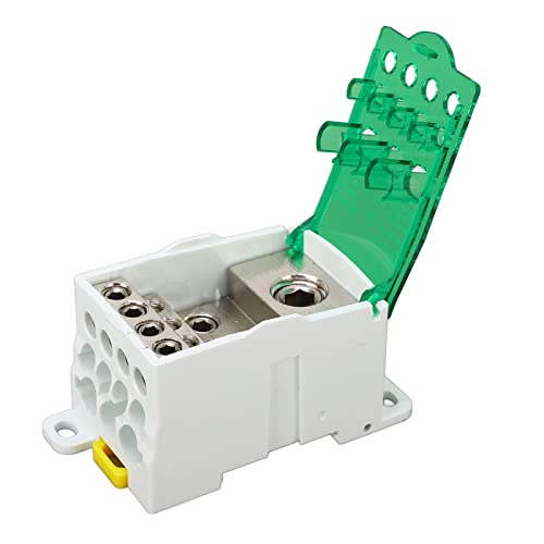 Uadme Abzweigklemme Hutschiene, UKK-400A Klemmenblock Verteilerkasten, Universeller Anschlusskasten Klemmen für Verteilerkästen Stromverteilerschränke und Hochspannungsschränke (Grün) von Uadme