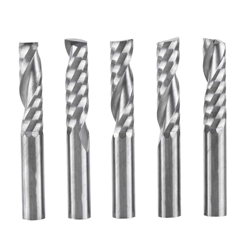 Uadme Spiralfräser 6mm Schaft, 5 Stück Hartmetall Einzelne Flöte Schaftfräser Spiralschneider CNC Fräser Bits, zum Schneiden von Acryl, PVC, MDF, Hartfaserplatten von Uadme