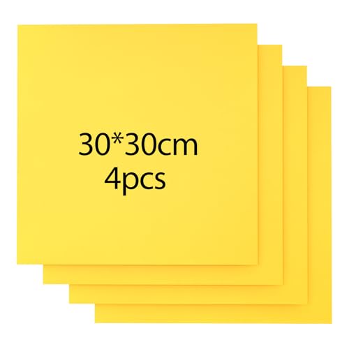 Uadme Holz für Lasergravur, 4 Stück 30 * 30cm Leimholzplatte Sperrholz 3mm, Farbige Sperrholzplatte Unbehandeltes Holz für Lasergravur Laserschneiden Modellbau (Gelb) von Uadme