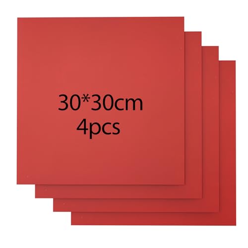 Uadme Holz für Lasergravur, 4 Stück 30 * 30cm Leimholzplatte Sperrholz 3mm, Farbige Sperrholzplatte Unbehandeltes Holz für Lasergravur Laserschneiden Modellbau (Rot) von Uadme