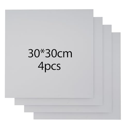 Uadme Holz für Lasergravur, 4 Stück 30 * 30cm Leimholzplatte Sperrholz 3mm, Farbige Sperrholzplatte Unbehandeltes Holz für Lasergravur Laserschneiden Modellbau (Weiß) von Uadme
