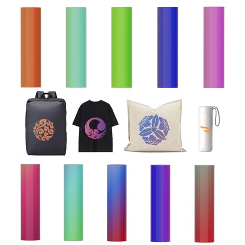 Uadme Infusible Ink Folie, 10 Stück 11,5 x 30,5cm Infusible Transfer Ink Sheets, 4,5" x 12" Vorgedrucktes Gefärbtes Sublimationspapier, Eisen auf T-Shirt und Tasse (Farbverlauf) von Uadme