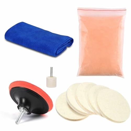 Uadme Windschutzscheibe Polieren Kratzer, Polieraufsatz Akkuschrauber Set, Auto Glaspolitur Kratzer Entfernungs Kit, mit Ceroxid 100g, Wolle Polierpads, Polierscheibe und Wollrad Uadme Windschutzscheibe Polieren Kratzer, Polieraufsatz Akkuschrauber Set, Auto Glaspolitur Kratzer Entfernungs Kit, mit Ceroxid 100g, Wolle Polierpads, Polierscheibe und Wollrad von Uadme