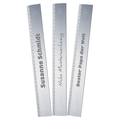 Uakeii Personalisiertes Lineal aus Aluminium | mit Lasergravur | 30 cm Metall Lineal mit Gravur ANPASSEN | Millimeter-Skalierung (Gravur) von Uakeii